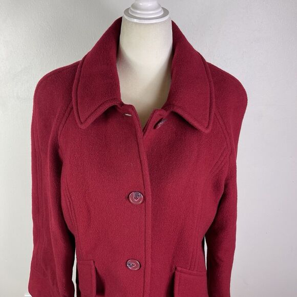 East 5th Wool Blend Pea Coat Womens Red Size Med Front Pockets Old Money Stylish - Picture 7 of 11